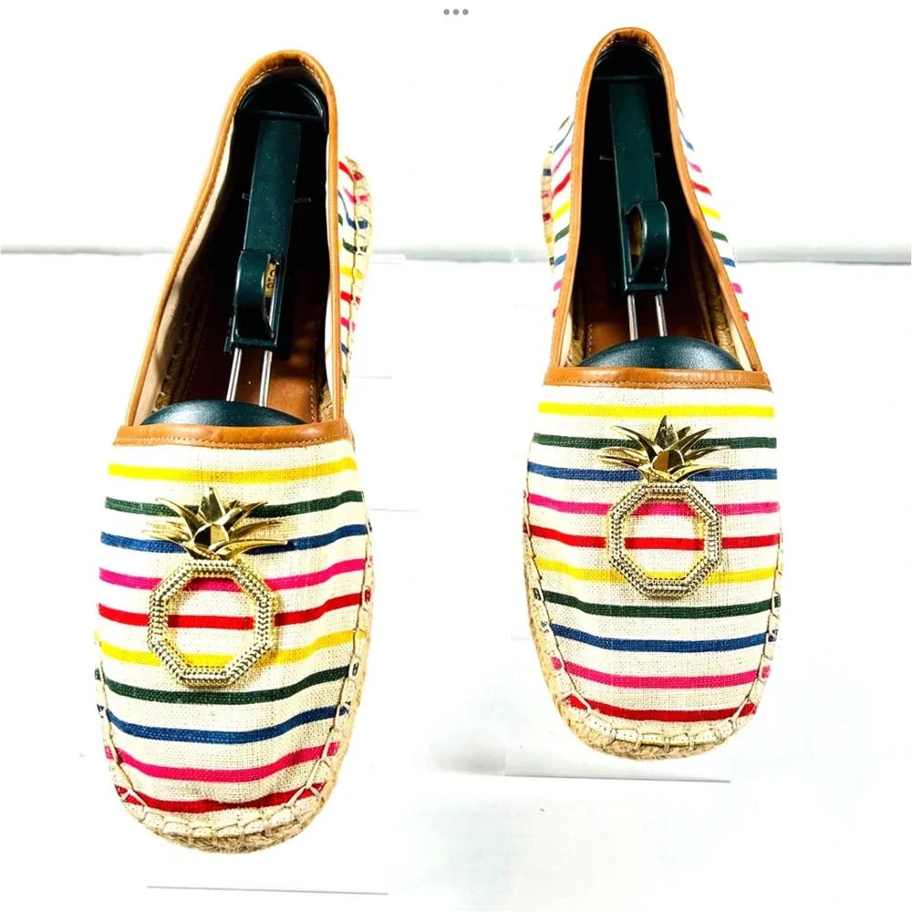 Louise Et Cie Adige Rainbow Striped Pineapple Espadrille Jute Slip On Flats 10